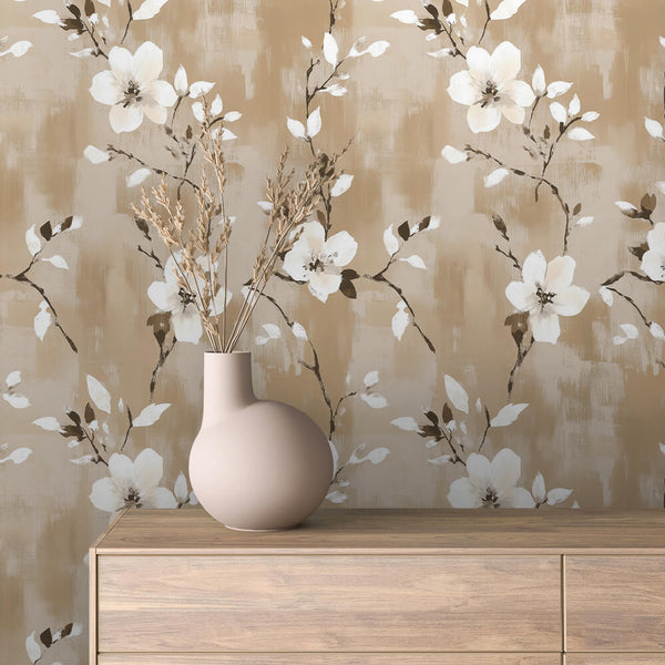 Golden Magnolia Peel & Stick Wallpaper – Floral 0071