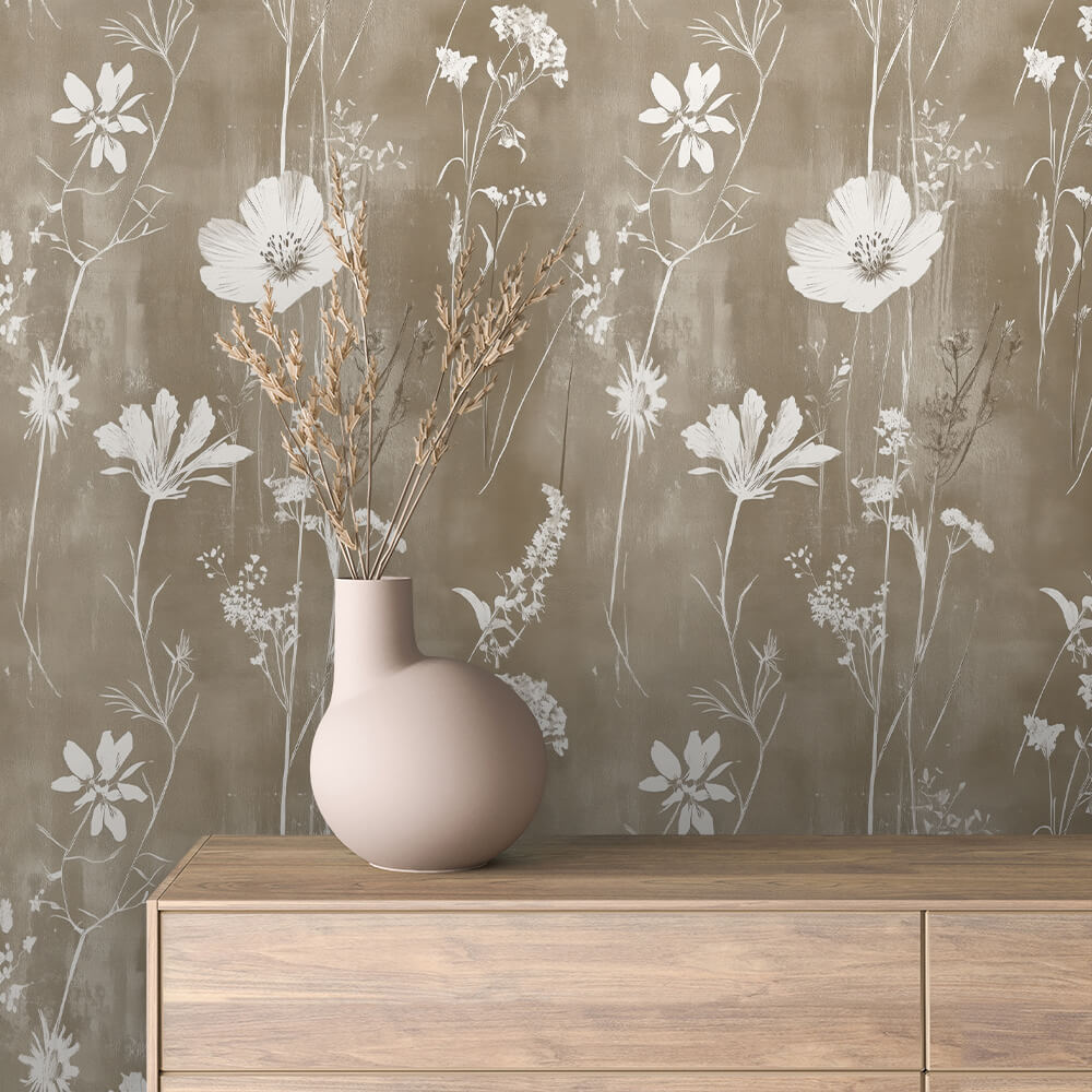 Bold Wildflower Silhouette Wallpaper Floral 0078