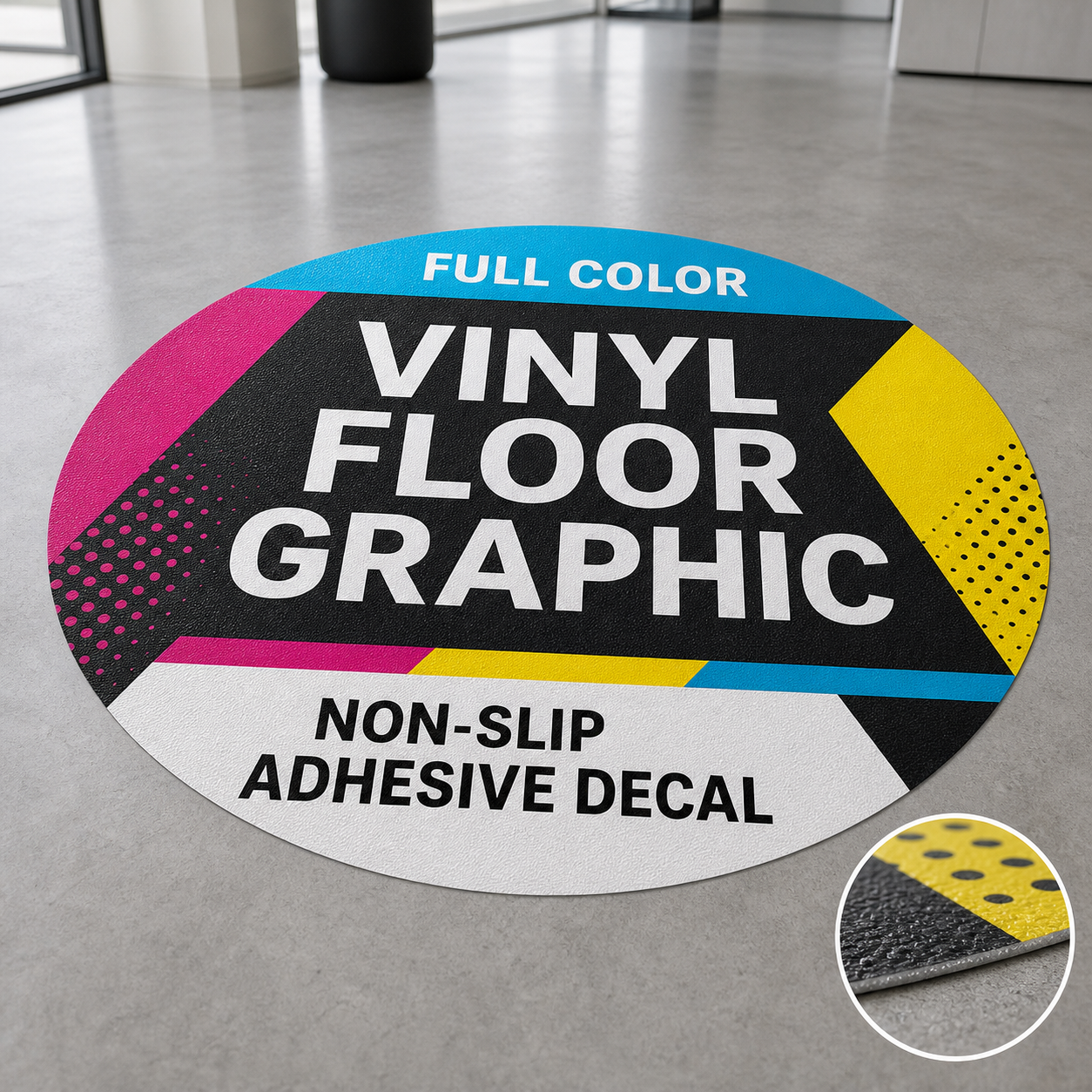Full Color Vinyl Floor Graphic Non-Slip Adhesive Decal