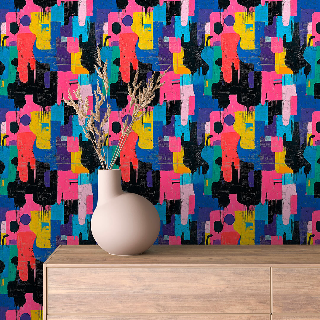 Dripping Paint Colour Blocks Peel & Stick Wallpaper – Techno-Geek 0004
