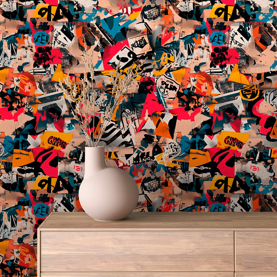 Torn Poster Street Collage Peel & Stick Wallpaper – Techno-Geek 0010