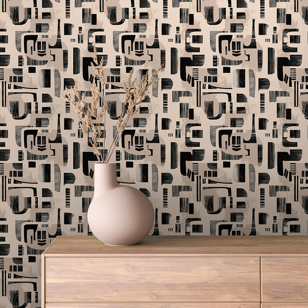 Sand Totem Abstract Blocks Peel & Stick Wallpaper – Geometric 0003