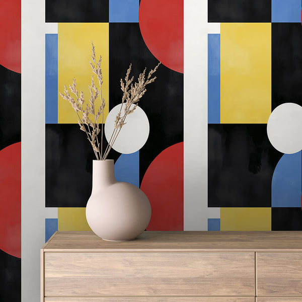 Bauhaus Color Block Columns Peel & Stick Wallpaper – Geometric 0017