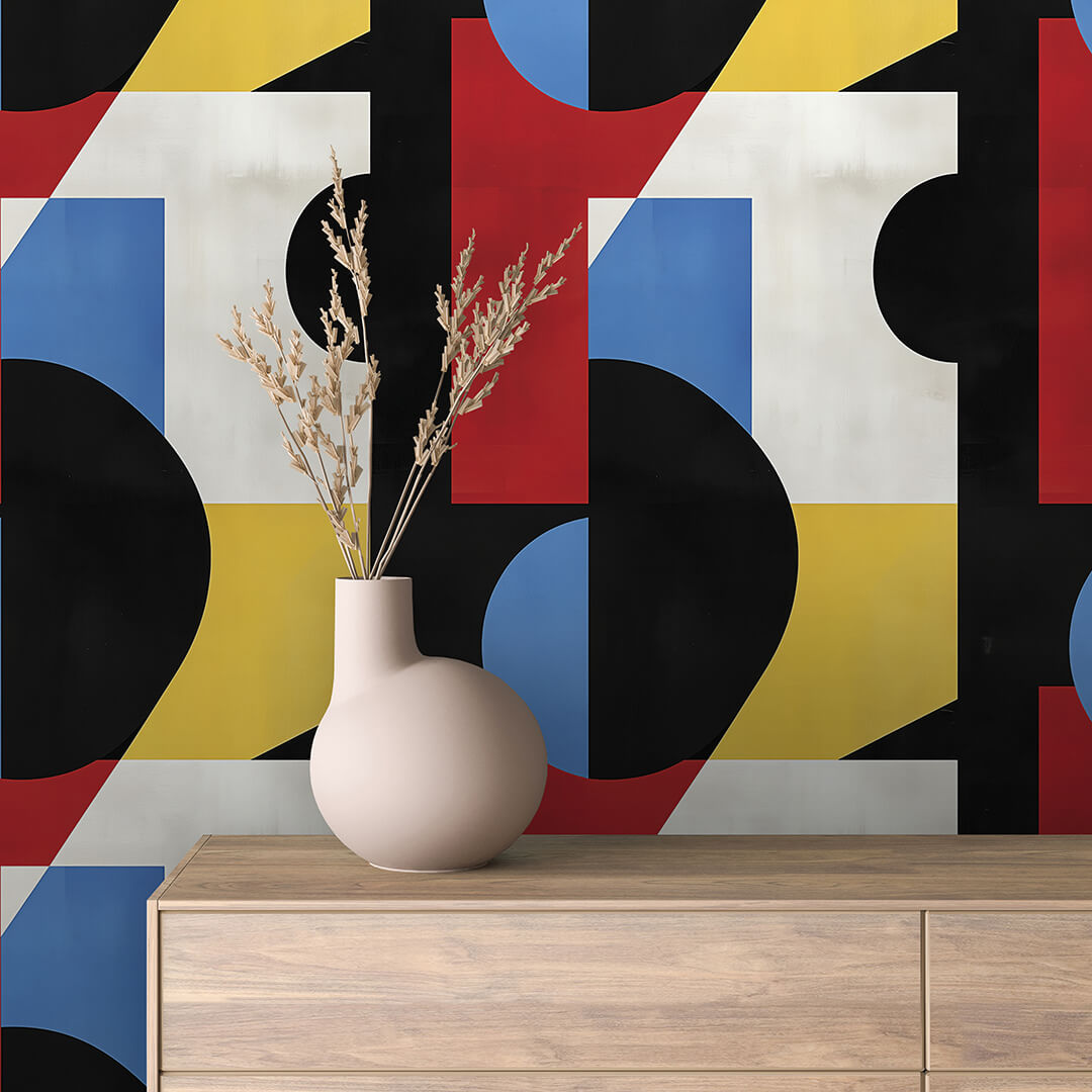 Bold Primary Block Collage Peel & Stick Wallpaper – Geometric 0018