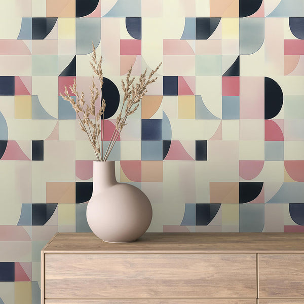 Muted Pastel Block Mosaic Peel & Stick Wallpaper – Geometric 0027