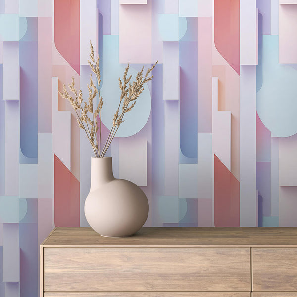 Lavender Gradient Block Stripe Peel & Stick Wallpaper – Geometric 0029