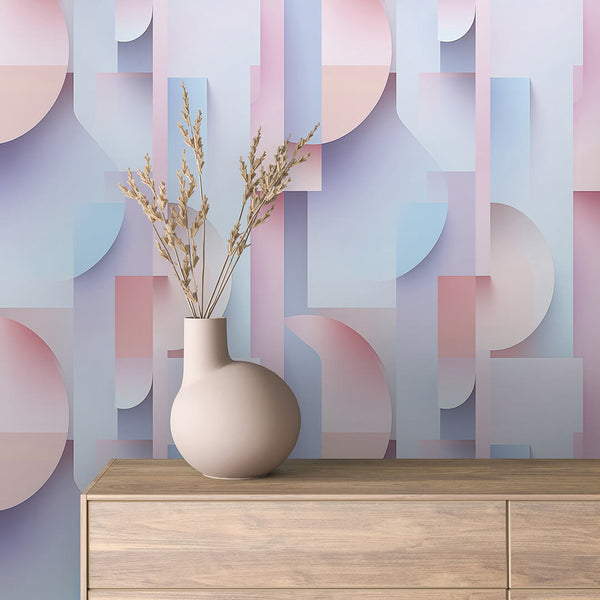 Soft Gradient Layered Arcs Peel & Stick Wallpaper – Geometric 0030