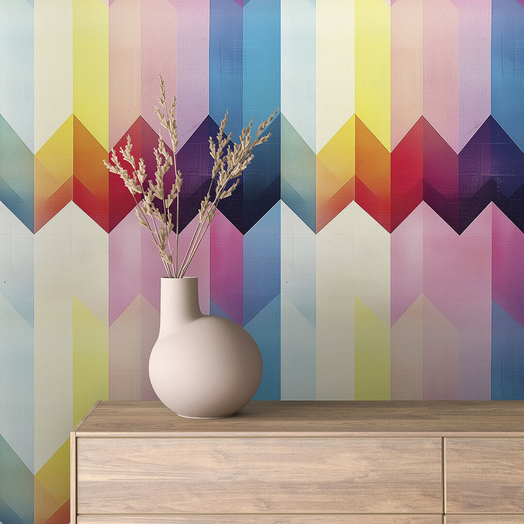 Rainbow Gradient Chevron Peel & Stick Wallpaper – Geometric 0035