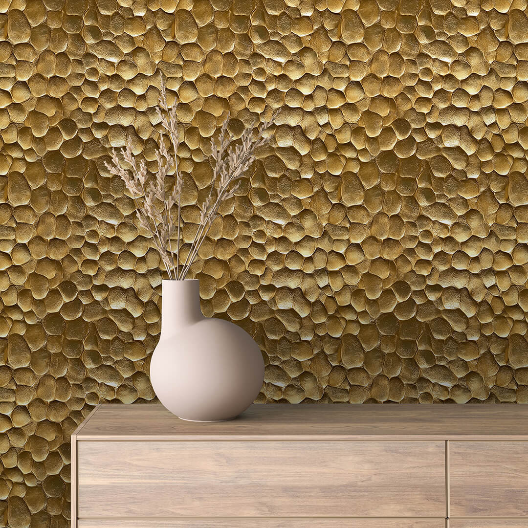 Hammered Gold Pebble Peel & Stick Wallpaper – Golden 0006