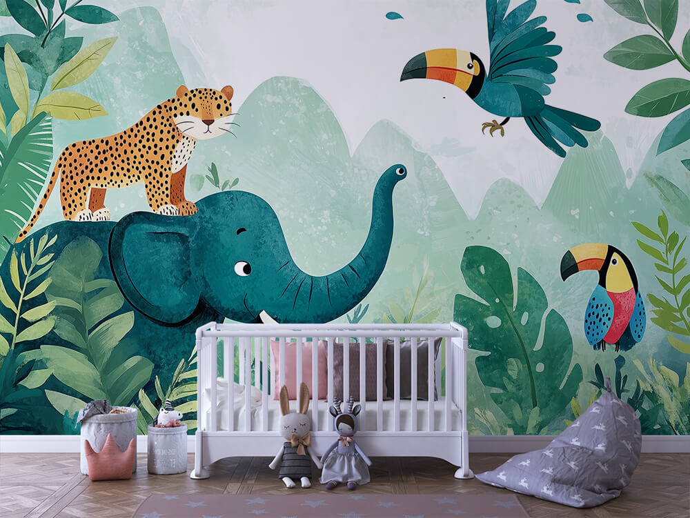 INFANTILE 0004 – Misty Jungle Adventure Wall Mural