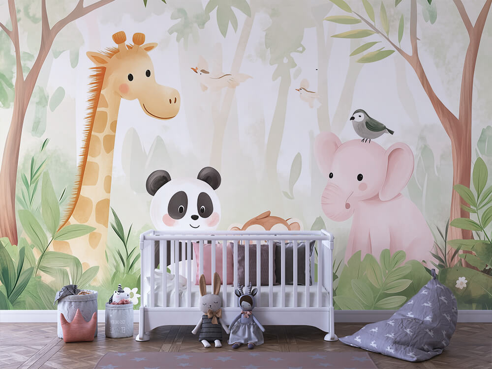 INFANTILE 0008 – Pastel Forest Friends Wall Mural