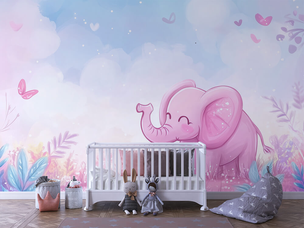 INFANTILE 0015 – Whimsical Pastel Elephant Wall Mural