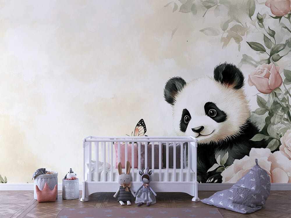INFANTILE 0021 – Rose Garden Panda Wall Mural