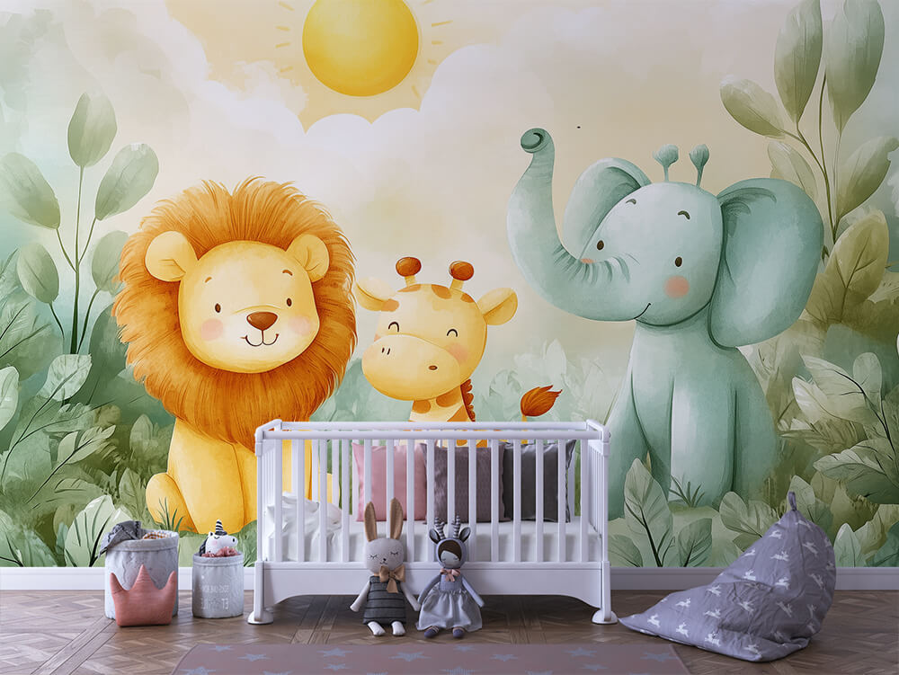 INFANTILE 0022 – Sunny Savanna Trio Wall Mural