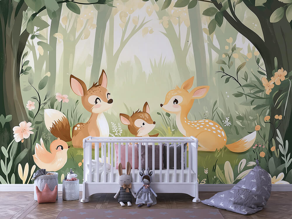 INFANTILE 0024 – Deer Family Woodland Wall Mural