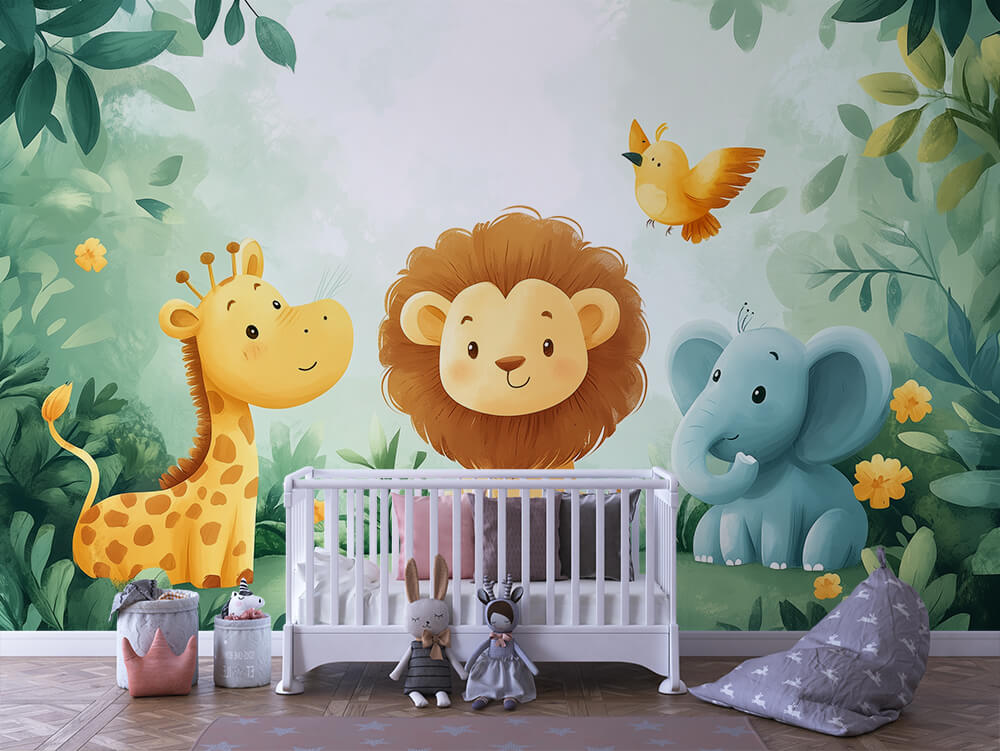 INFANTILE 0034 – Rounded Jungle Pals Wall Mural