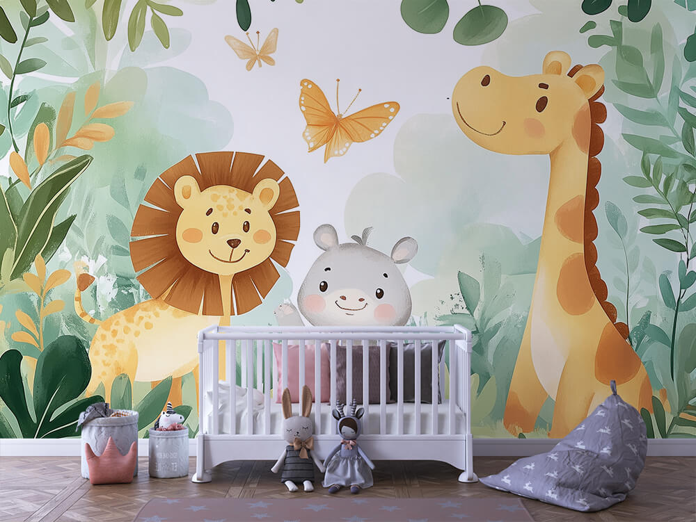 INFANTILE 0035 – Butterfly Meadow Safari Wall Mural