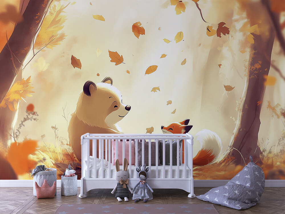 INFANTILE 0039 – Falling Leaves Woodland Wall Mural
