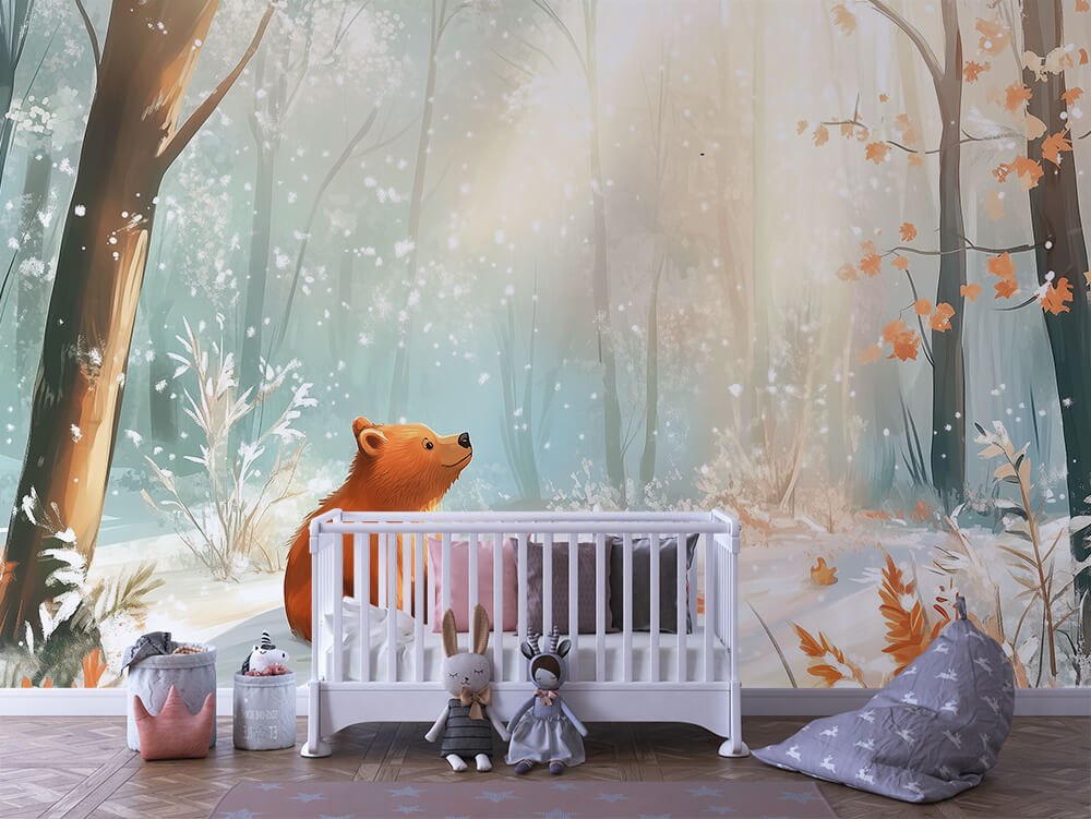 INFANTILE 0047 – Misty Winter Bear Wall Mural
