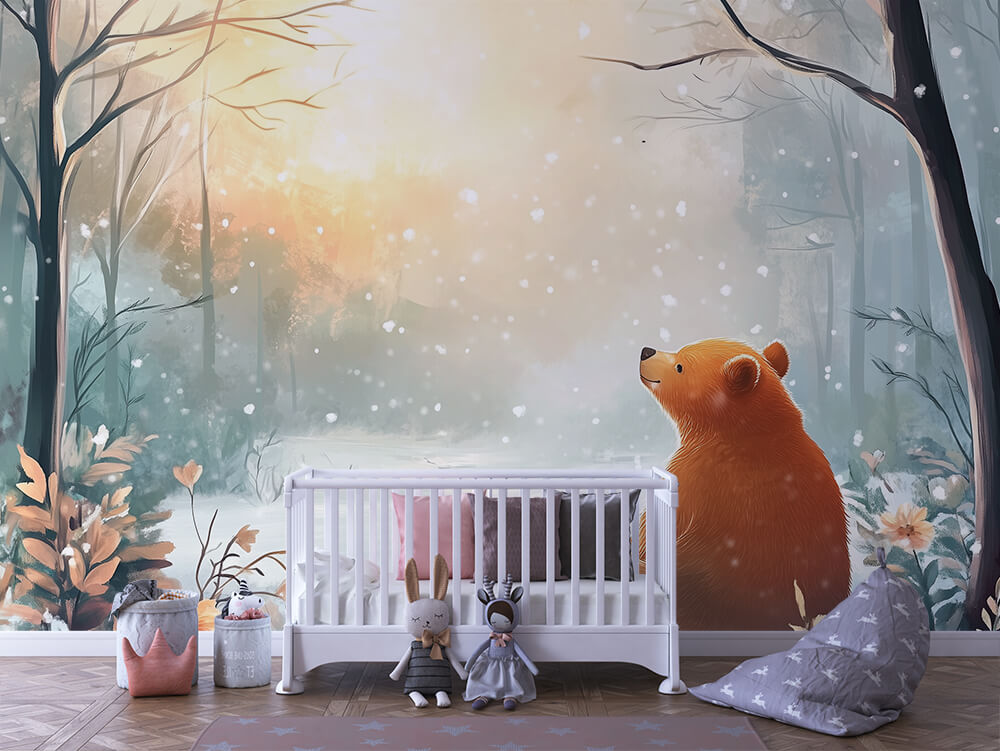 INFANTILE 0048 – Sunset Snow Bear Wall Mural