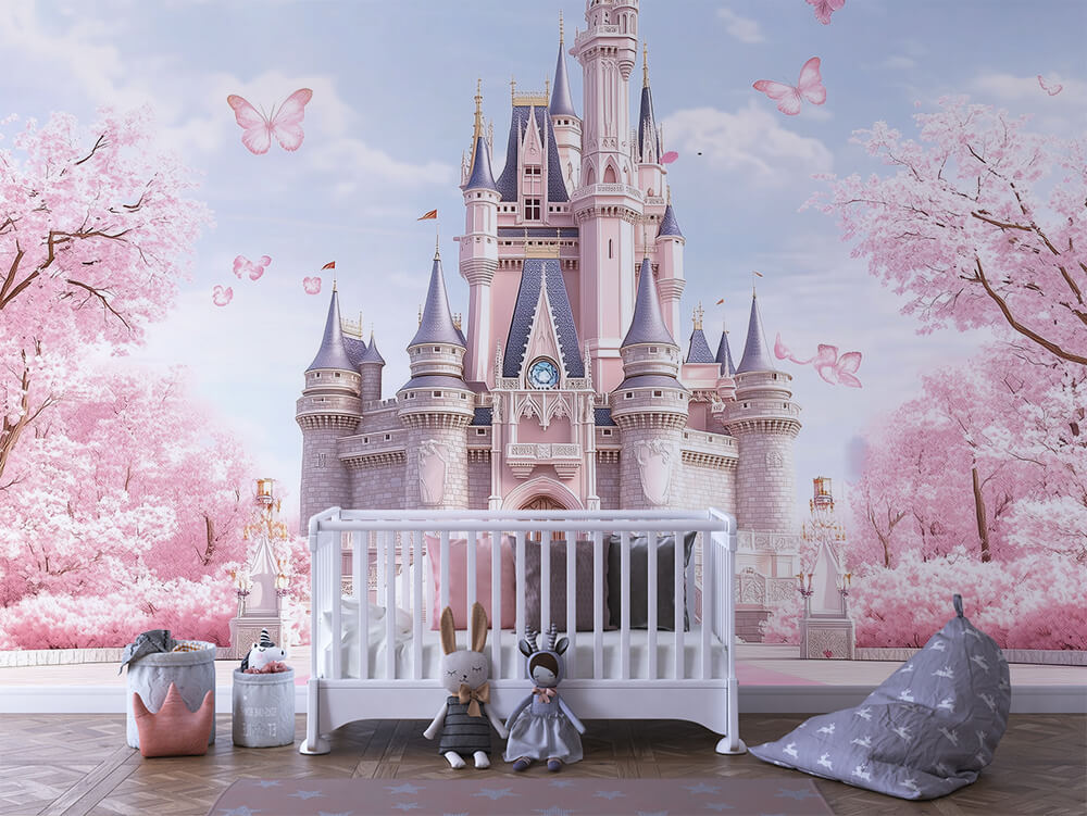 INFANTILE 0055 – Pink Fairytale Castle Wall Mural