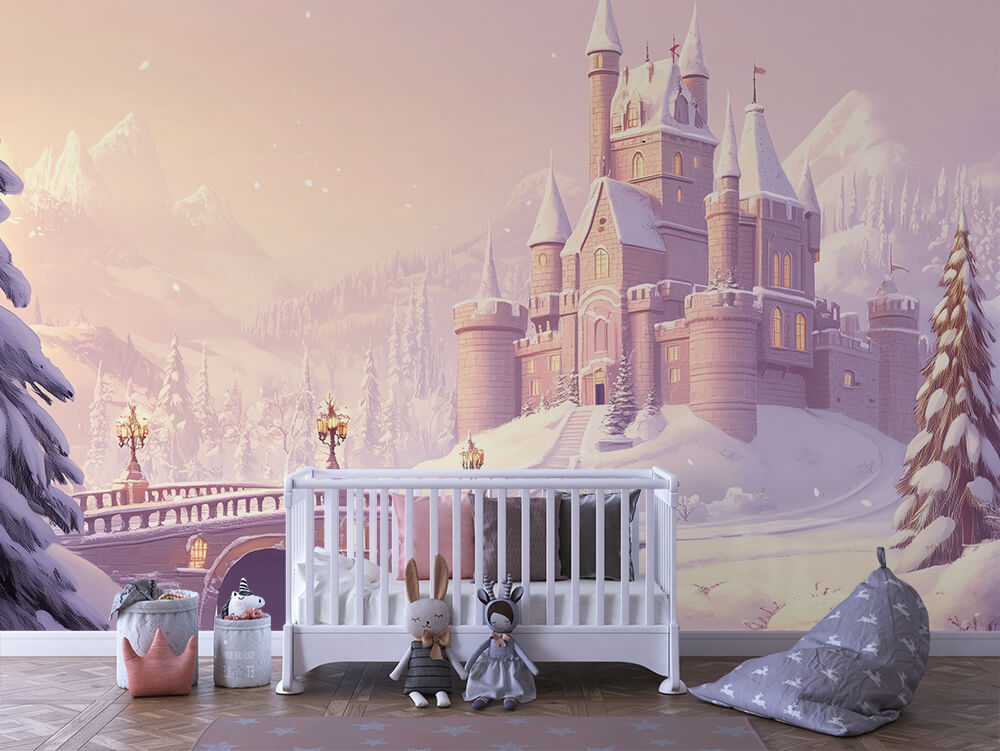 INFANTILE 0056 – Snowy Castle Bridge Wall Mural