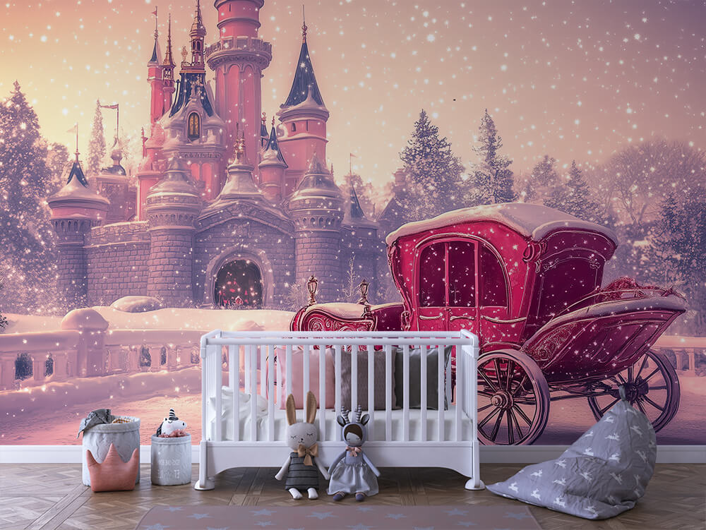 INFANTILE 0057 – Winter Castle Carriage Wall Mural