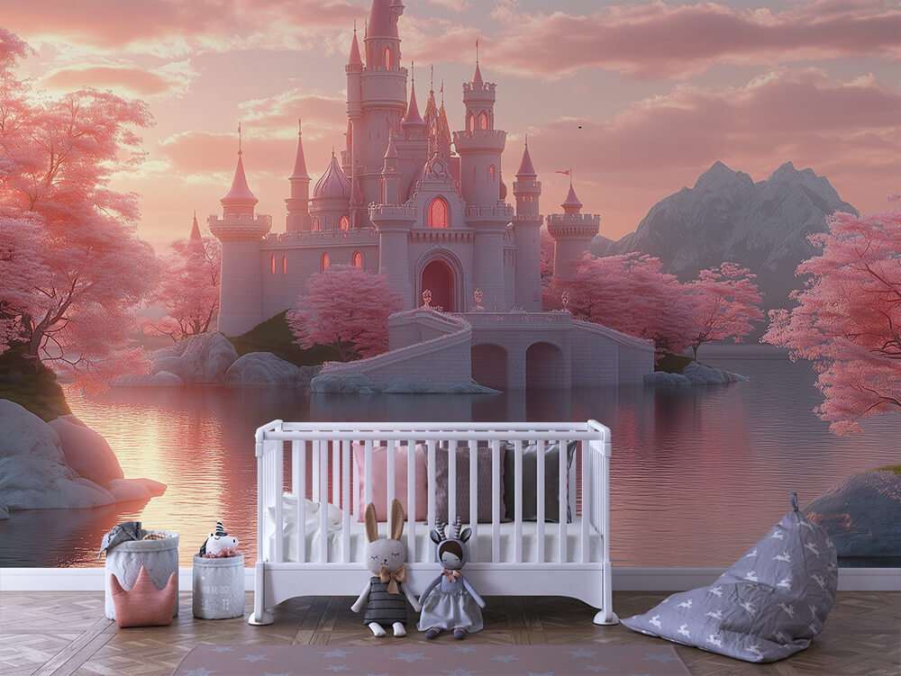 INFANTILE 0058 – Sunset Lake Castle Wall Mural