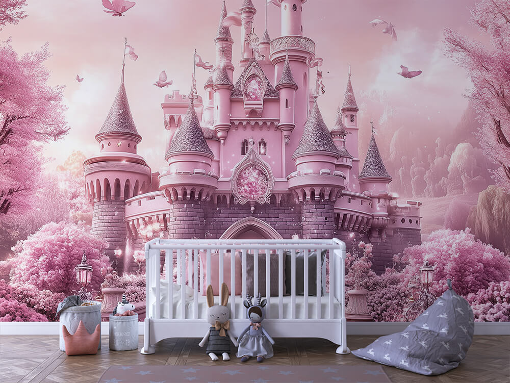 INFANTILE 0060 – Enchanted Pink Castle Wall Mural
