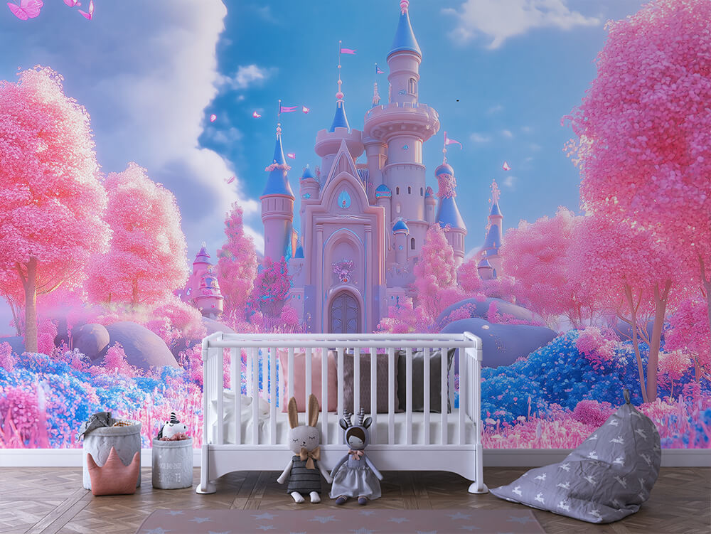 INFANTILE 0065 – Enchanted Garden Castle Wall Mural