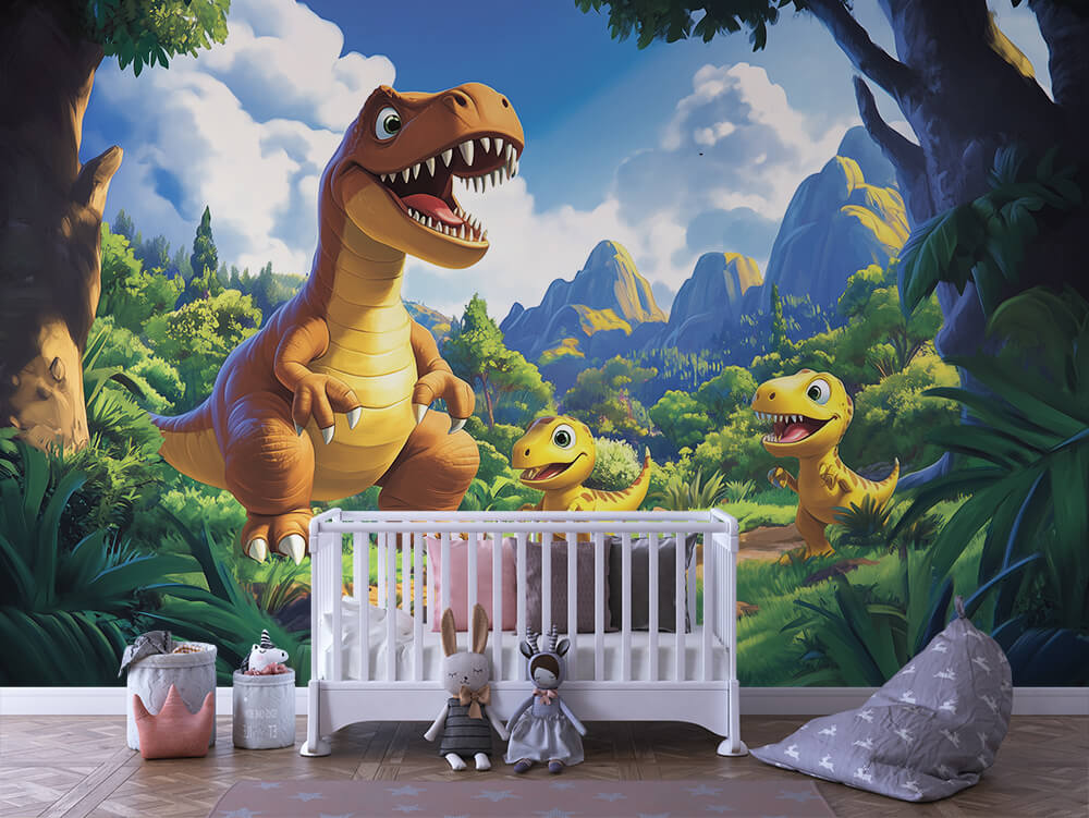 INFANTILE 0076 – Dino Family Valley Wall Mural