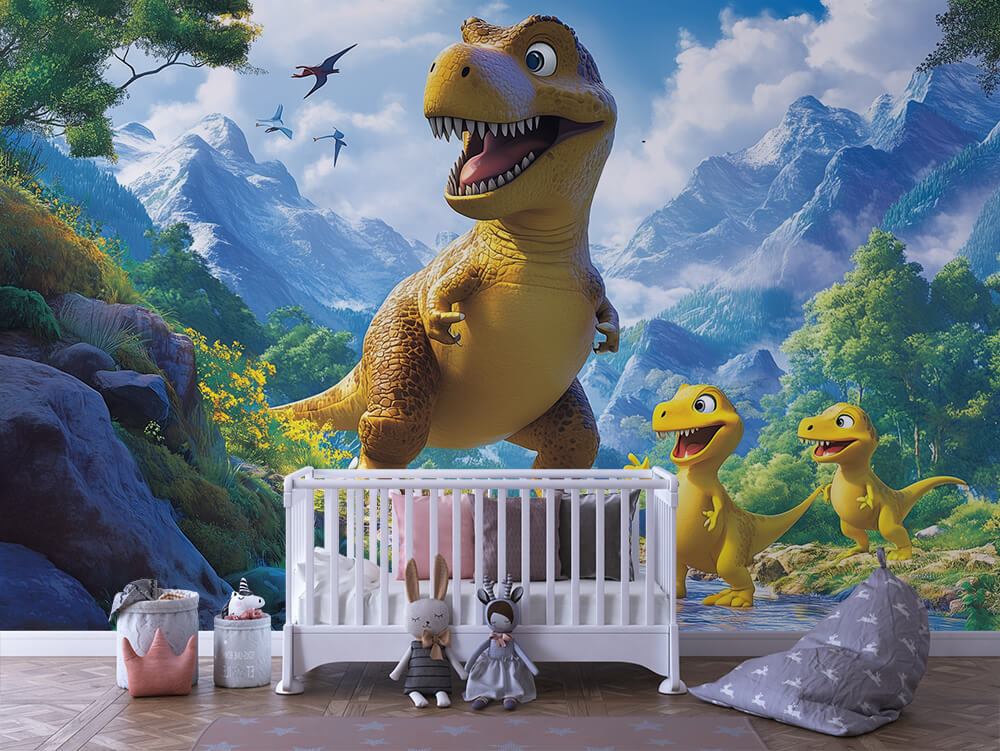 INFANTILE 0077 – Alpine Dino Family Wall Mural