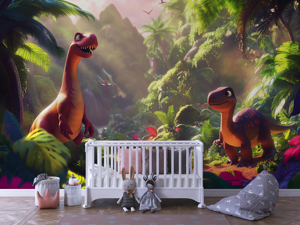 INFANTILE 0079 – Tropical Dino Duo Wall Mural