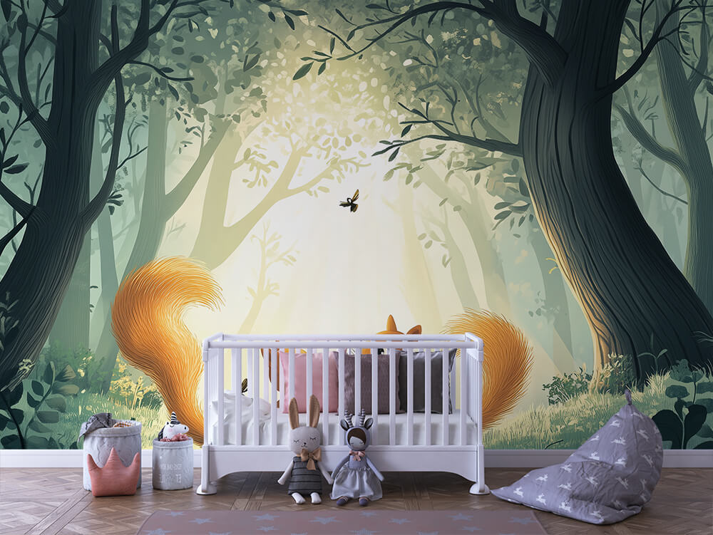 INFANTILE 0082 – Foxtail Forest Peek Wall Mural