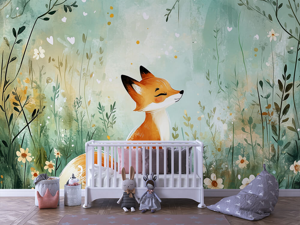 INFANTILE 0086 – Sleepy Meadow Fox Wall Mural