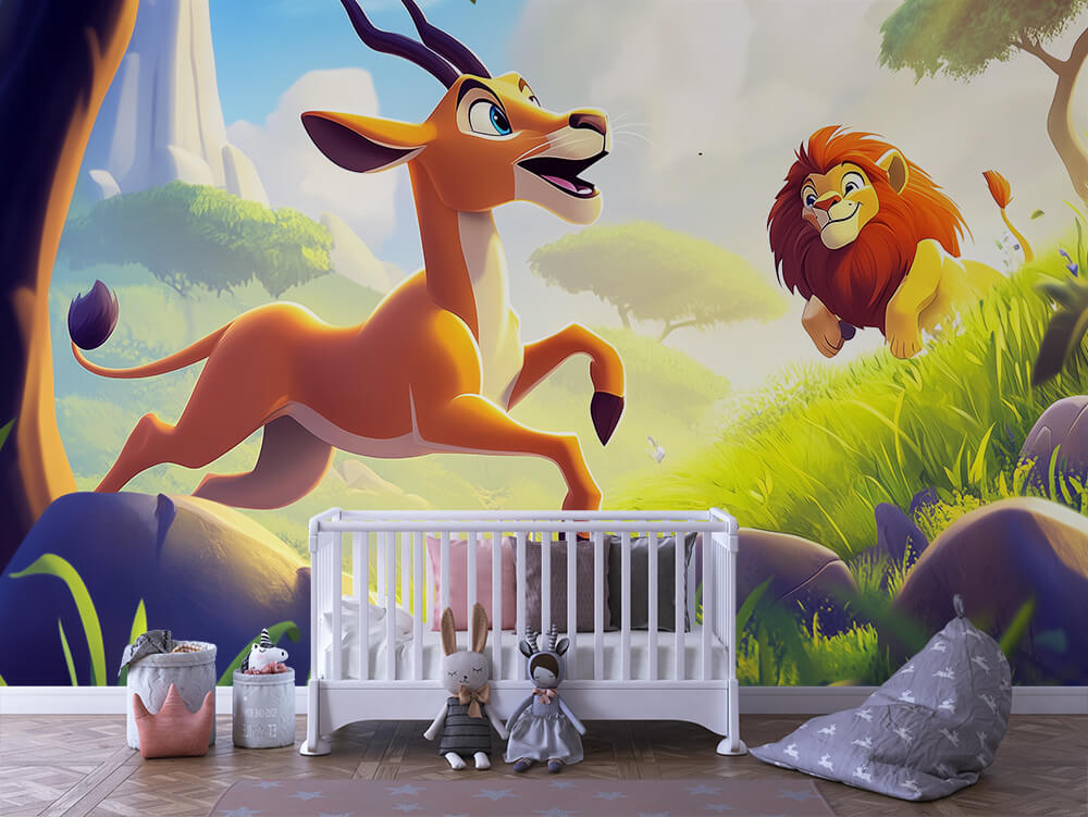 INFANTILE 0087 – Savanna Friends Leap Wall Mural