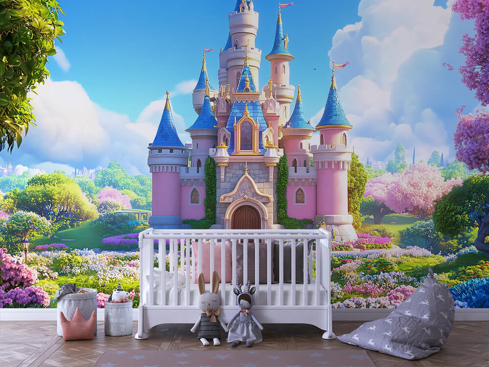 INFANTILE 0095 – Blue Spire Garden Castle Wall Mural