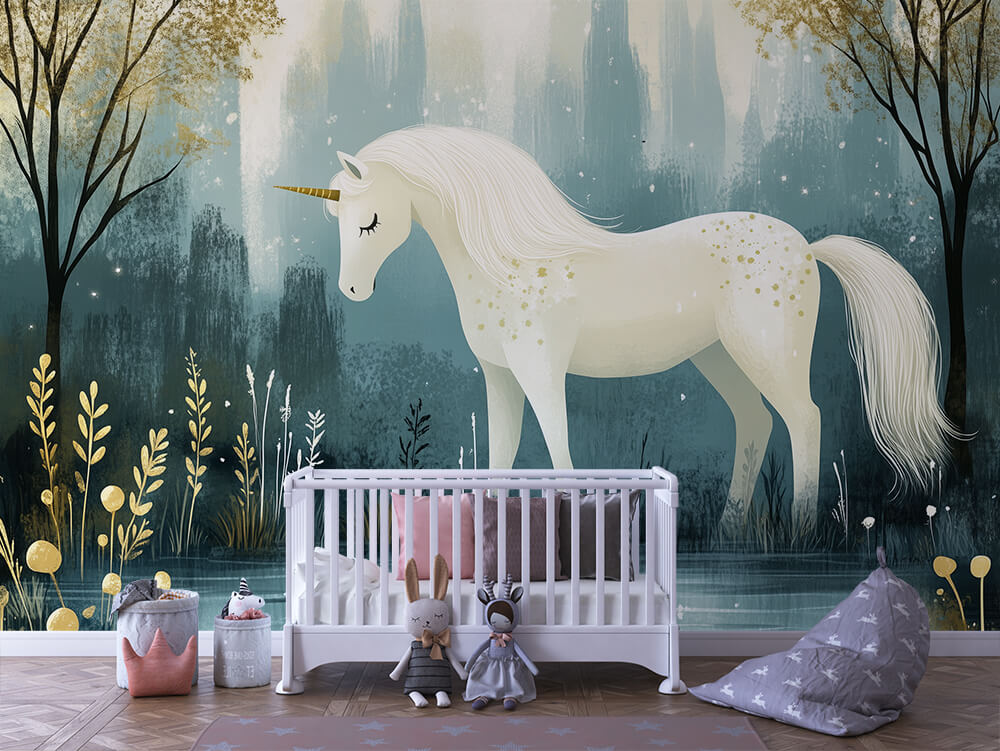 INFANTILE 0099 – Moonlit Forest Unicorn Wall Mural