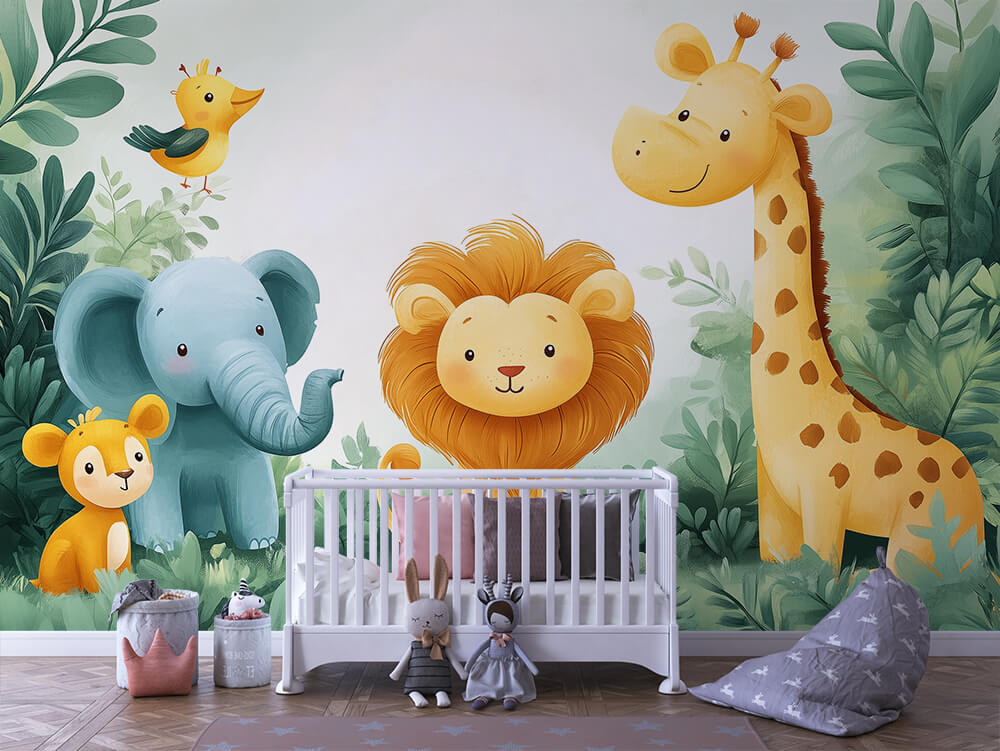 INFANTILE 0103 – Jungle Friends Gathering Wall Mural