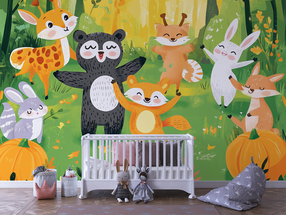 INFANTILE 0104 – Autumn Forest Dance Party Wall Mural