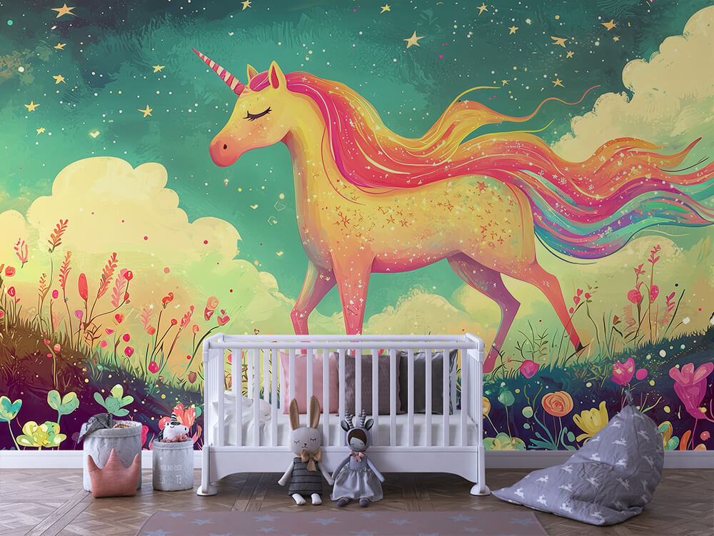 INFANTILE 0105 – Rainbow Starlight Unicorn Wall Mural