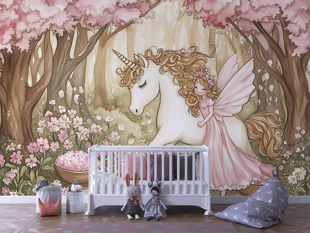 INFANTILE 0106 – Blossom Fairy Unicorn Wall Mural