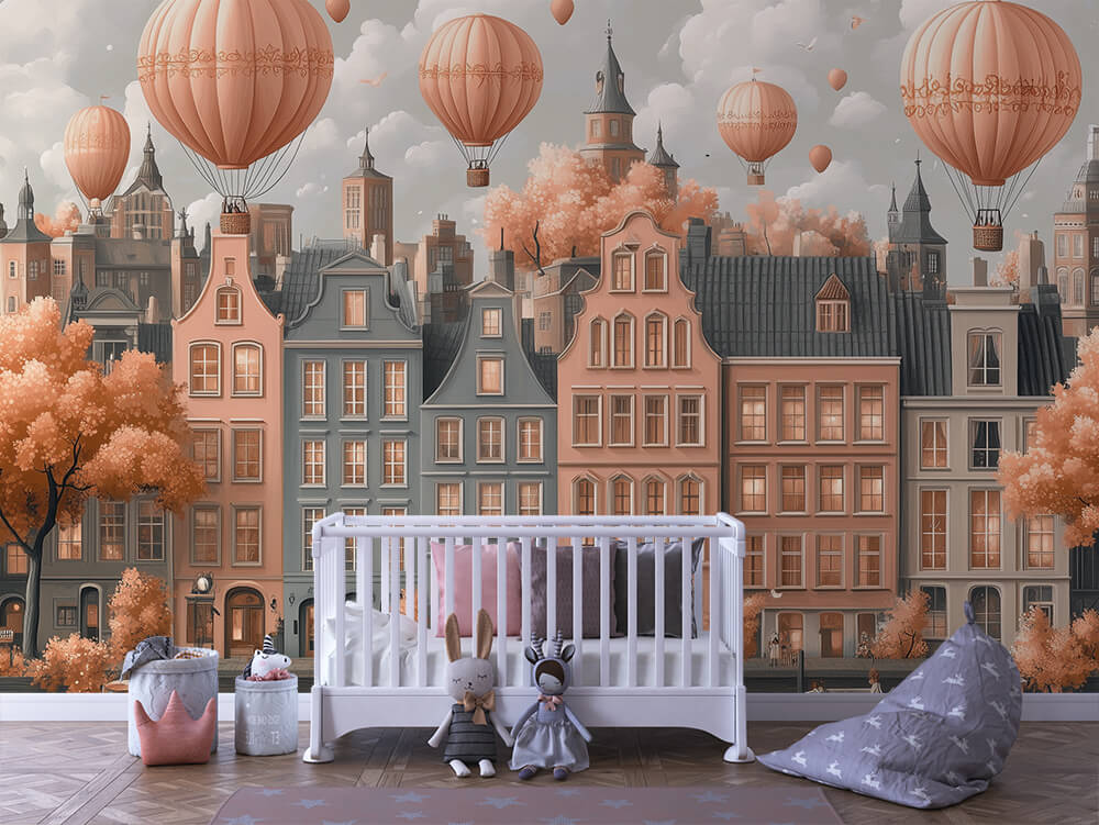 INFANTILE 0110 – Old Town Balloon Skyline Wall Mural