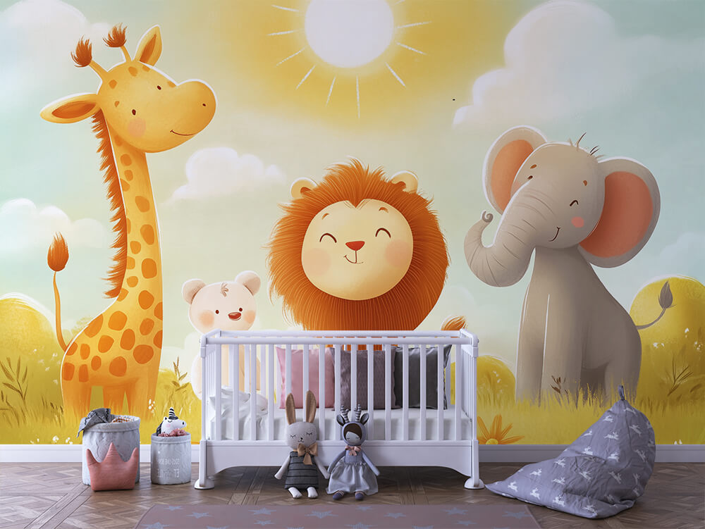 INFANTILE 0120 – Golden Grassland Creature Wall Mural