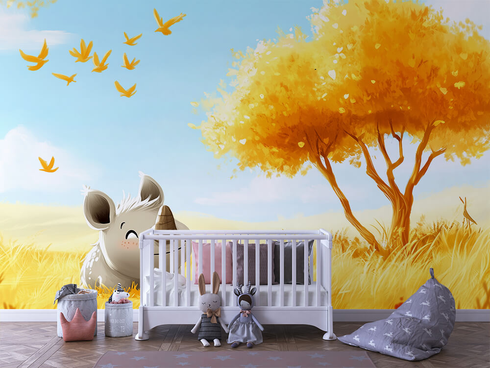 INFANTILE 0121 – Minimalist Balloon Mountains Wall Mural