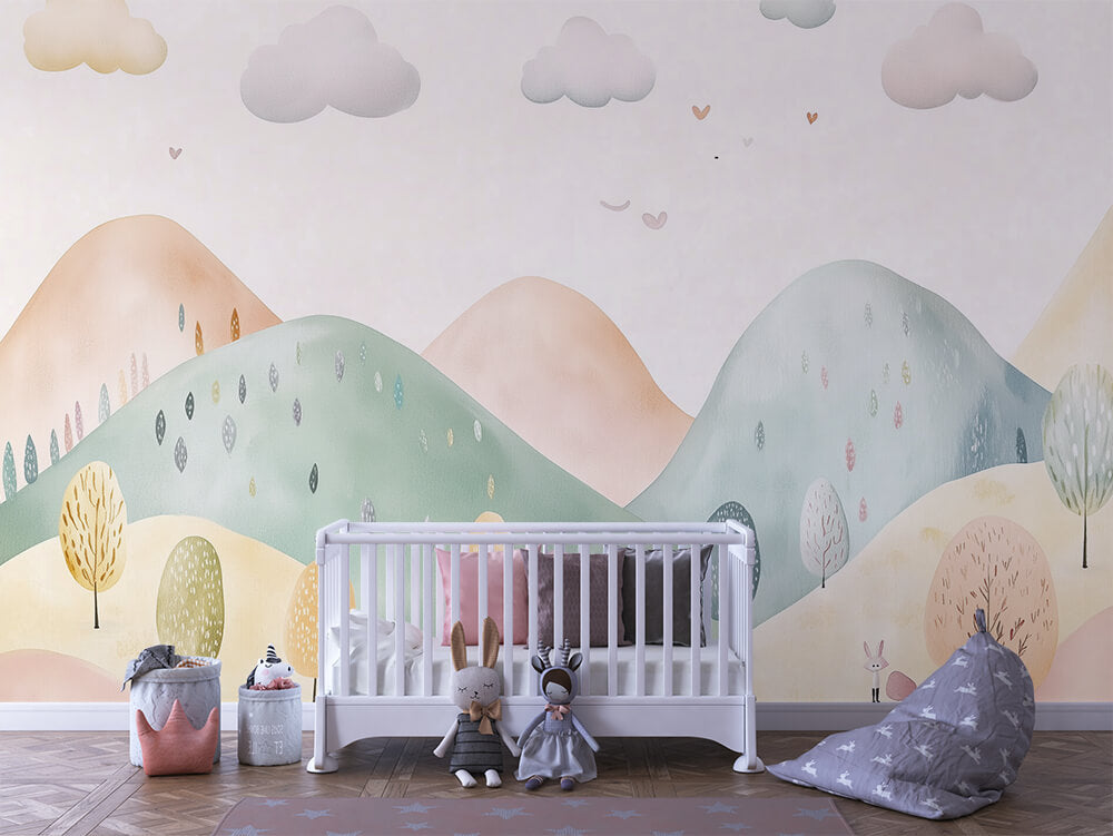 INFANTILE 0122 – Pastel Rolling Hills Wall Mural