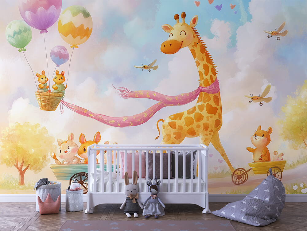 INFANTILE 0124 – Giraffe's Balloon Parade Wall Mural