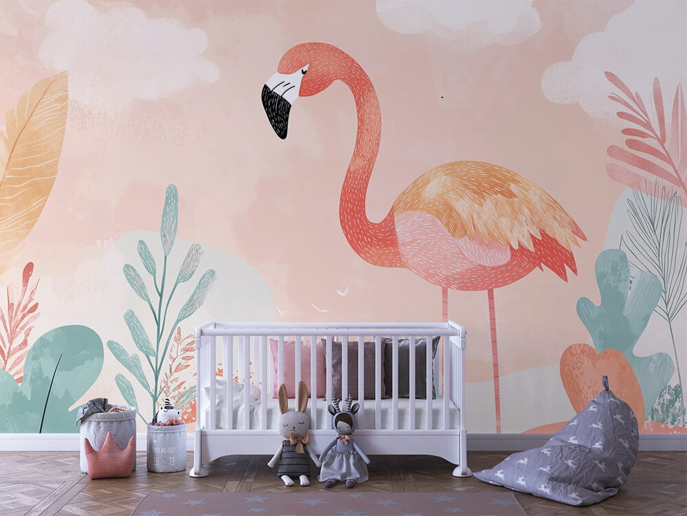 INFANTILE 0128 – Tropical Flamingo Wall Mural