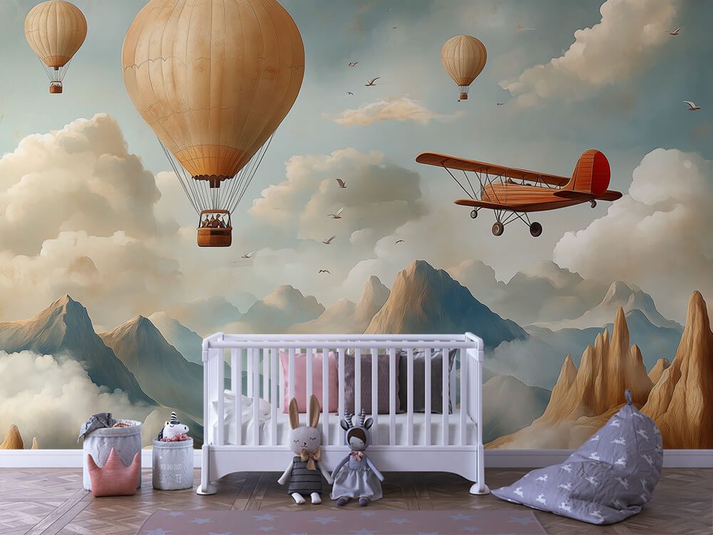 INFANTILE 0131 – Vintage Balloon Explorer Wall Mural