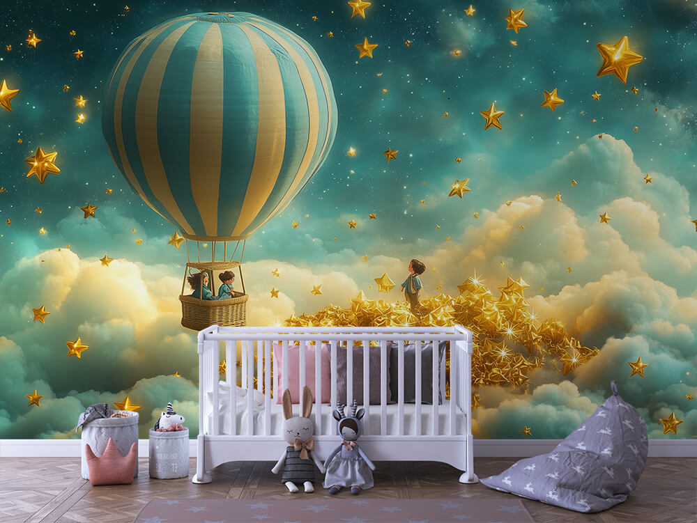 INFANTILE 0133 – Starlit Balloon Dreamscape Wall Mural
